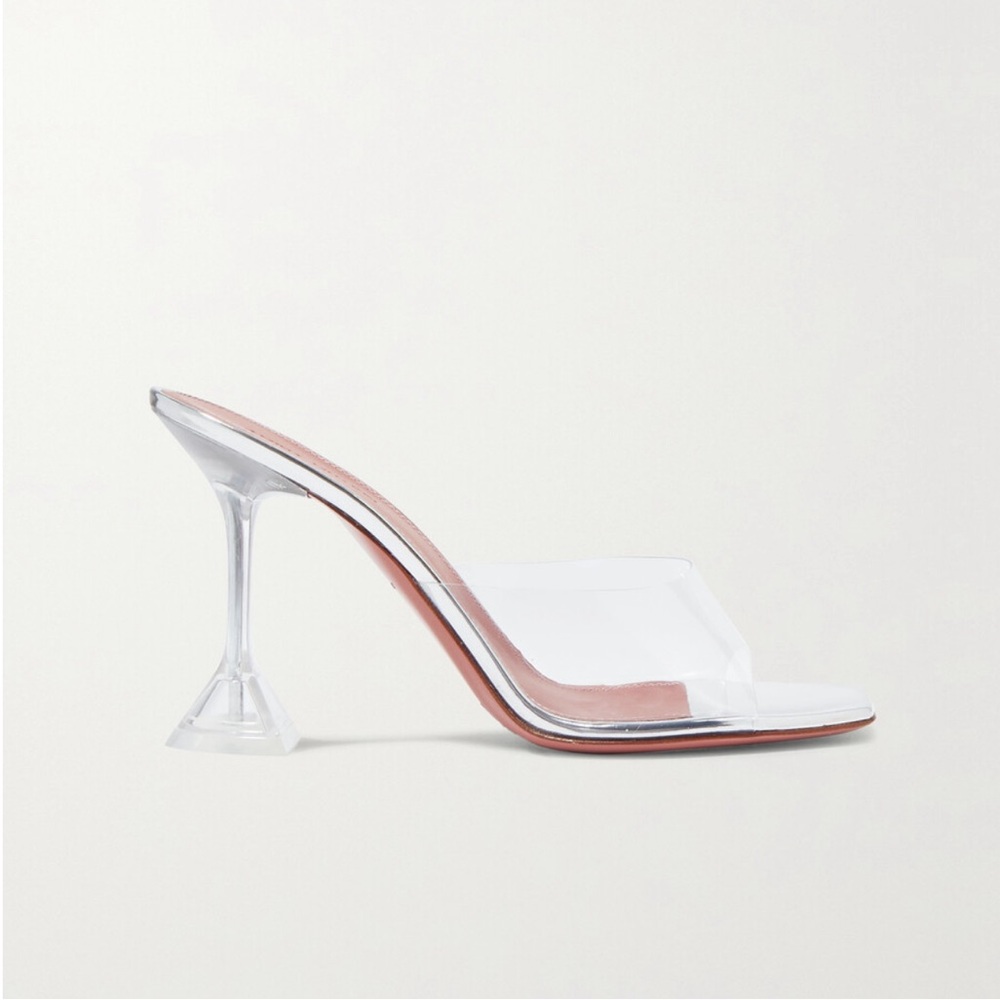AMINA MUADDI Lupita clear PVC and silver leather mules 38